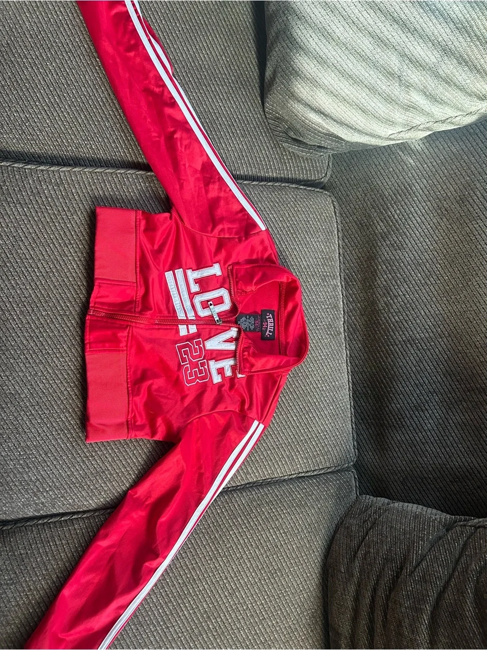 Thrill Red Kids Track Jacket with White Stripes